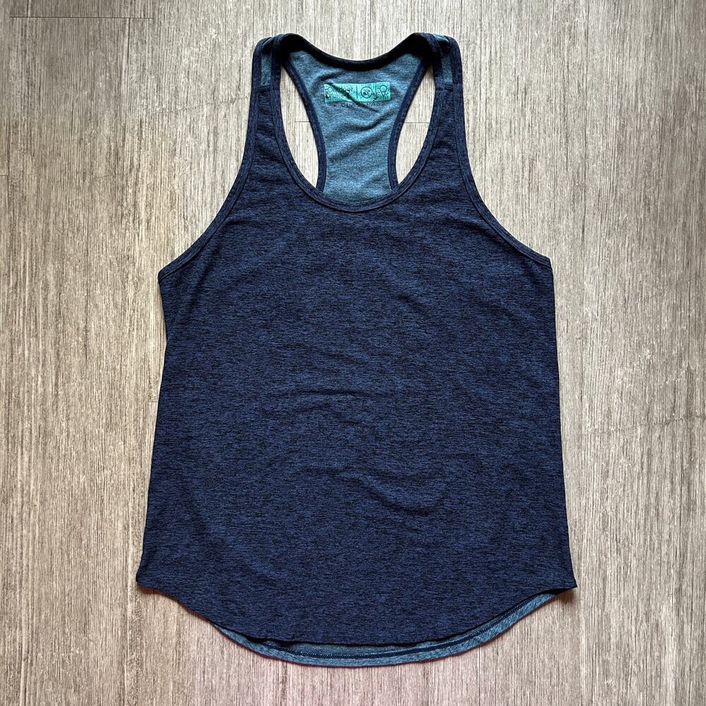Outdoor Voices Blue Two-Tone Scoop Neck Racerback Athletic Tank Top Size Small